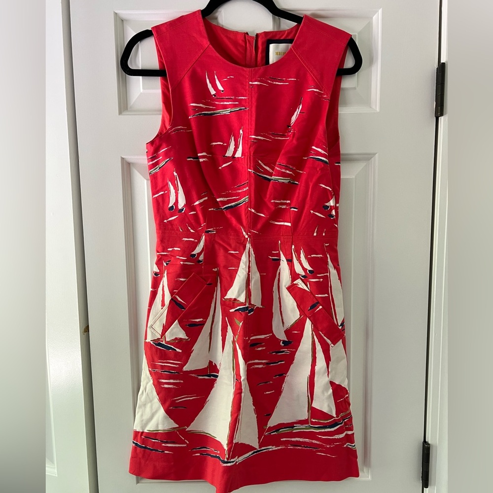 Maeve Red and White Dress with Sailboats
